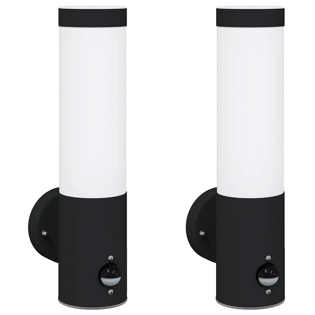 Außenwandlampen 2 pcs Schwarz 12 x 7.5 x 29 cm Edelstahl