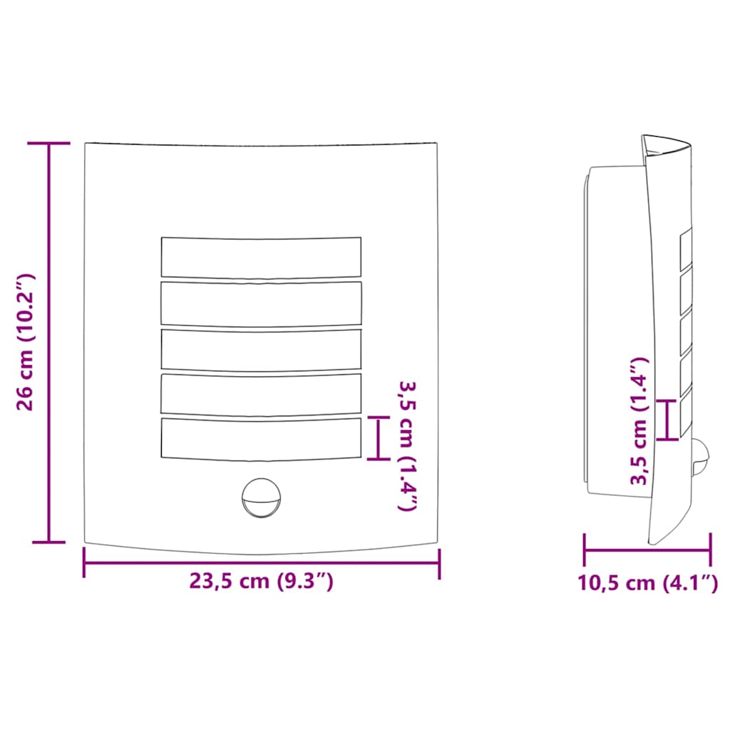 Außenwandleuchte 2 pcs Silber 23.5 x 10.5 x 26 cm Edelstahl