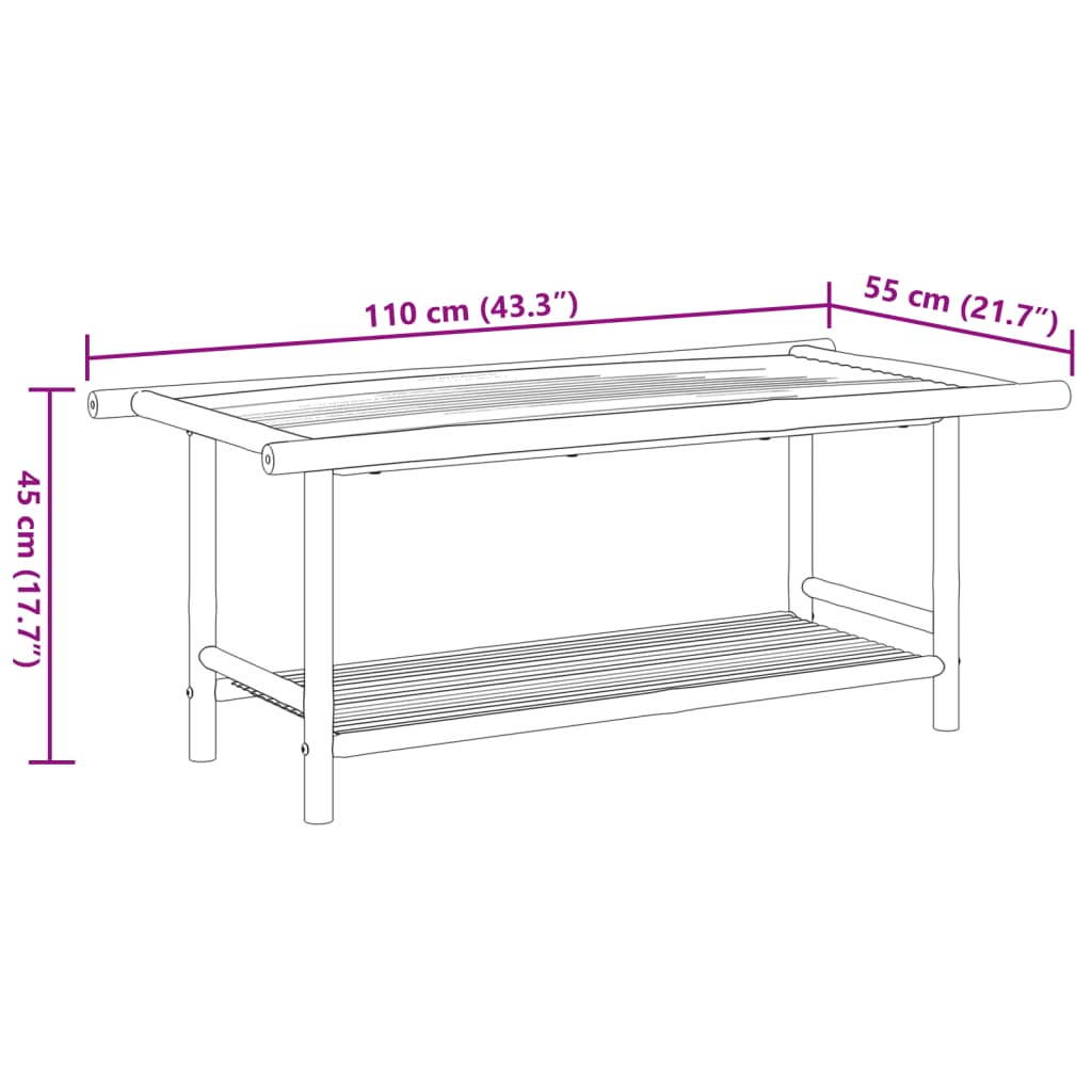 Coffee table 110x55x45 cm bamboo