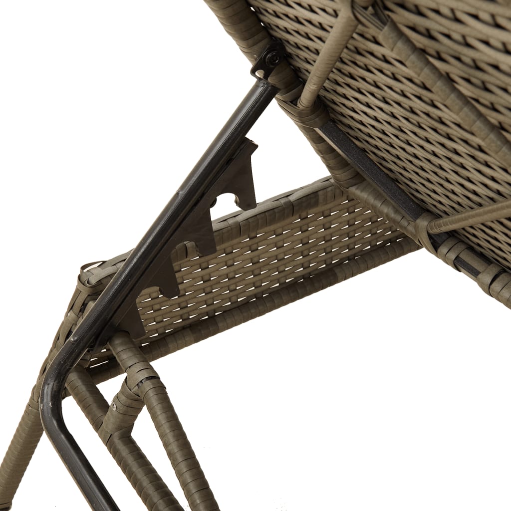 Chaises longues avec coussins, lot de 2, en résine tressée grise