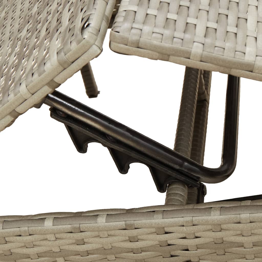 Chaises longues avec coussins, lot de 2, en résine tressée grise