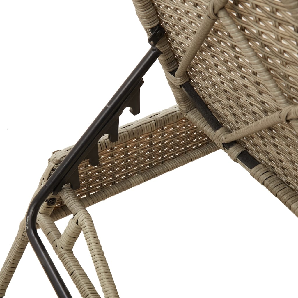 Chaises longues avec coussins, lot de 2, en résine tressée gris clair