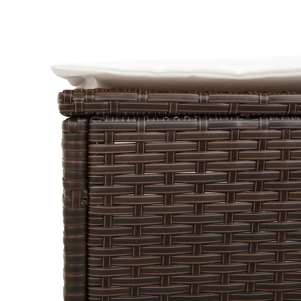Chaises longues avec coussins, lot de 2, en résine tressée marron