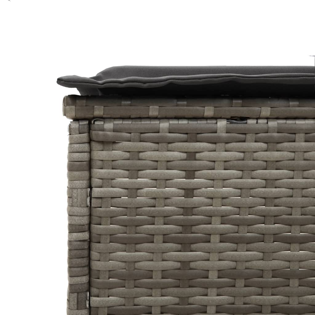 Chaises longues avec coussins, lot de 2, en résine tressée grise