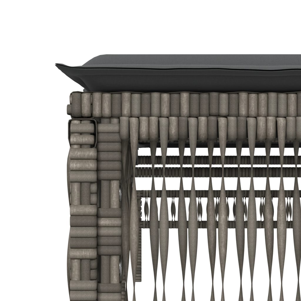 Chaises longues avec coussins, lot de 2, en résine tressée grise