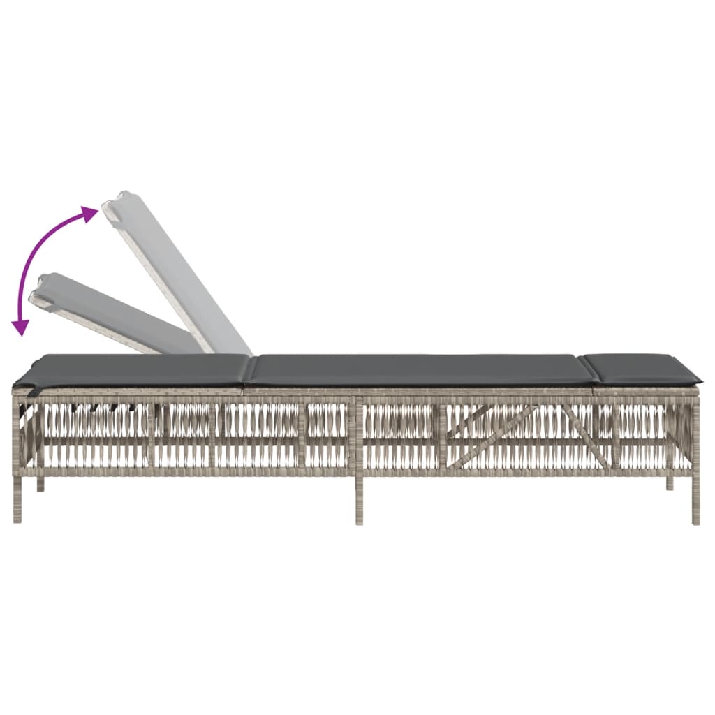 Sun loungers with cushions 2 pcs. Light grey poly rattan