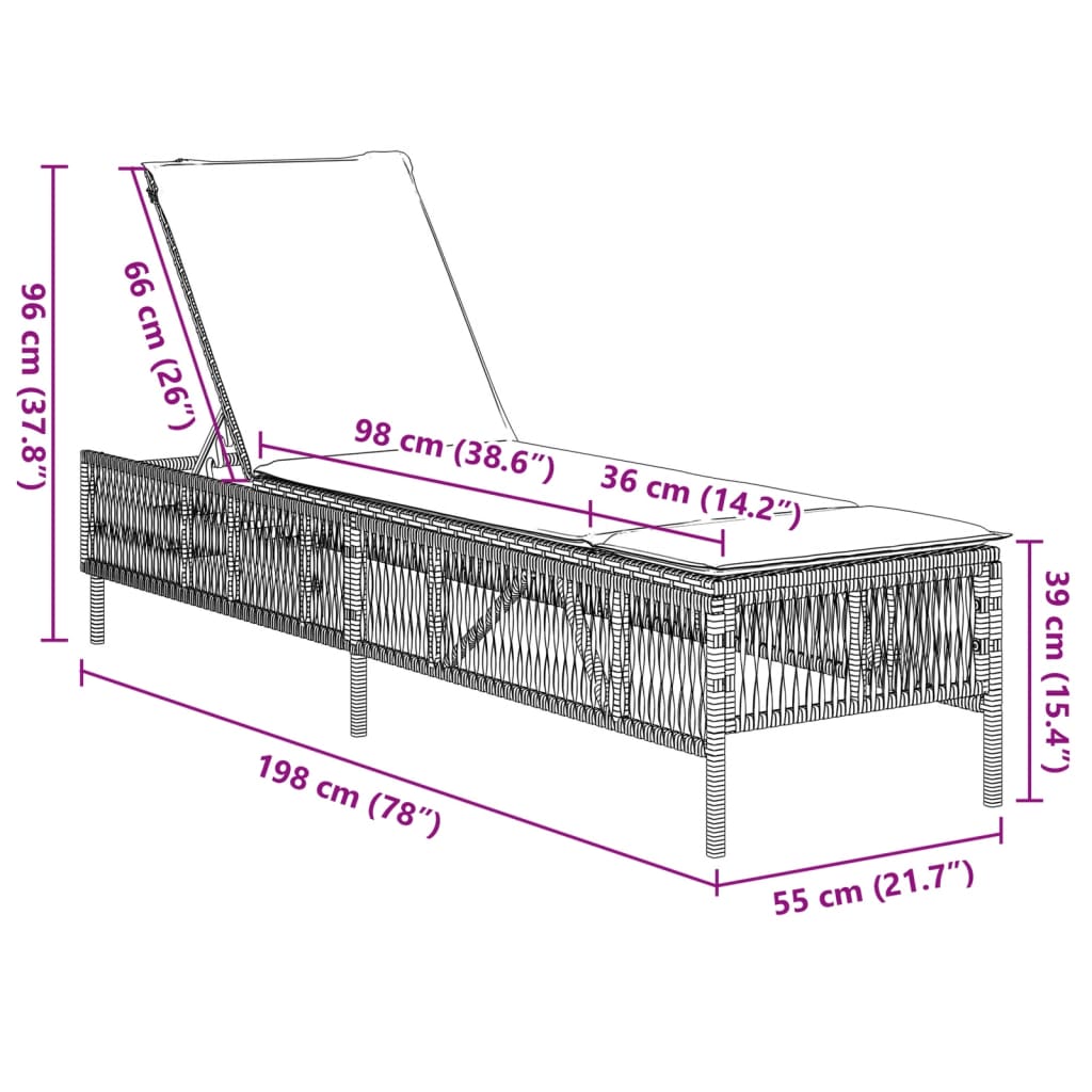 Sun loungers with cushions 2 pcs. Light grey poly rattan