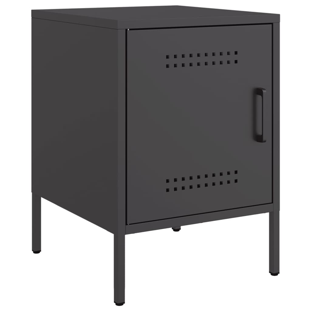 Bedside Table Black 36x39x50.5 cm Steel