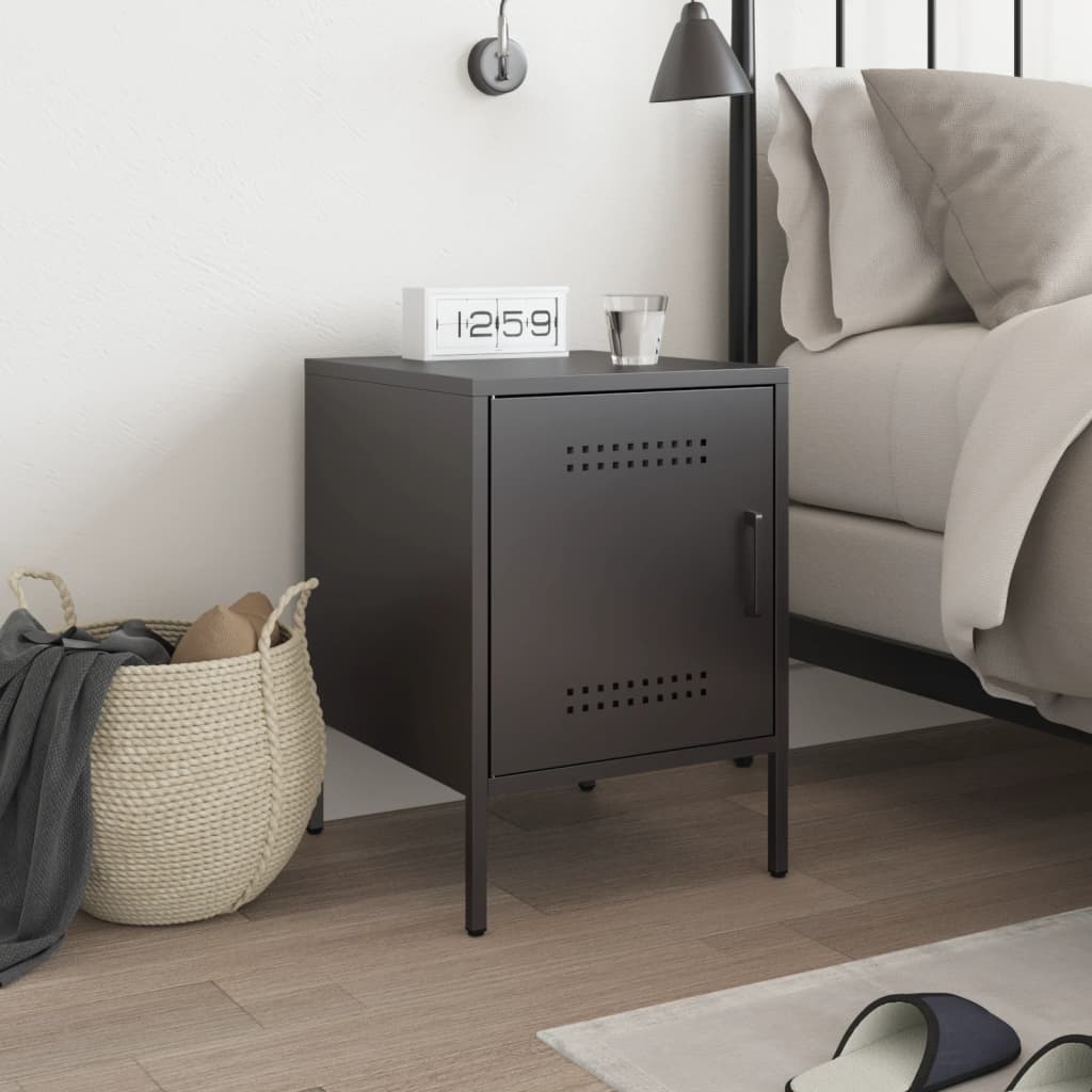 Bedside Table Black 36x39x50.5 cm Steel