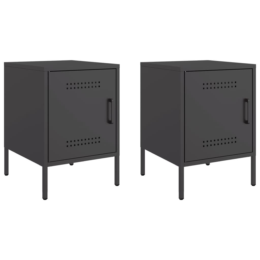 Tables de chevet 2 pcs. Noir 36x39x50,5 cm en acier