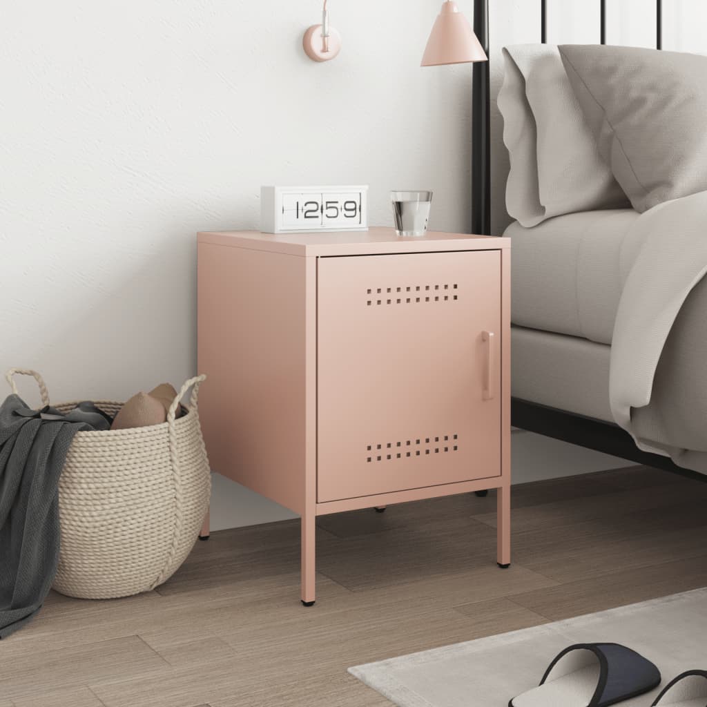 Bedside Table Pink 36x39x50.5 cm Steel