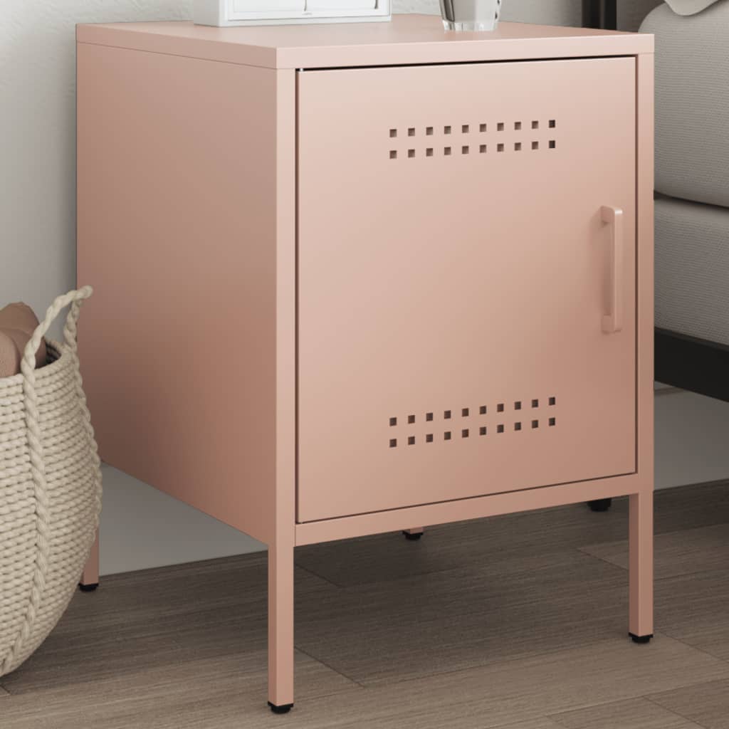 Bedside Table Pink 36x39x50.5 cm Steel