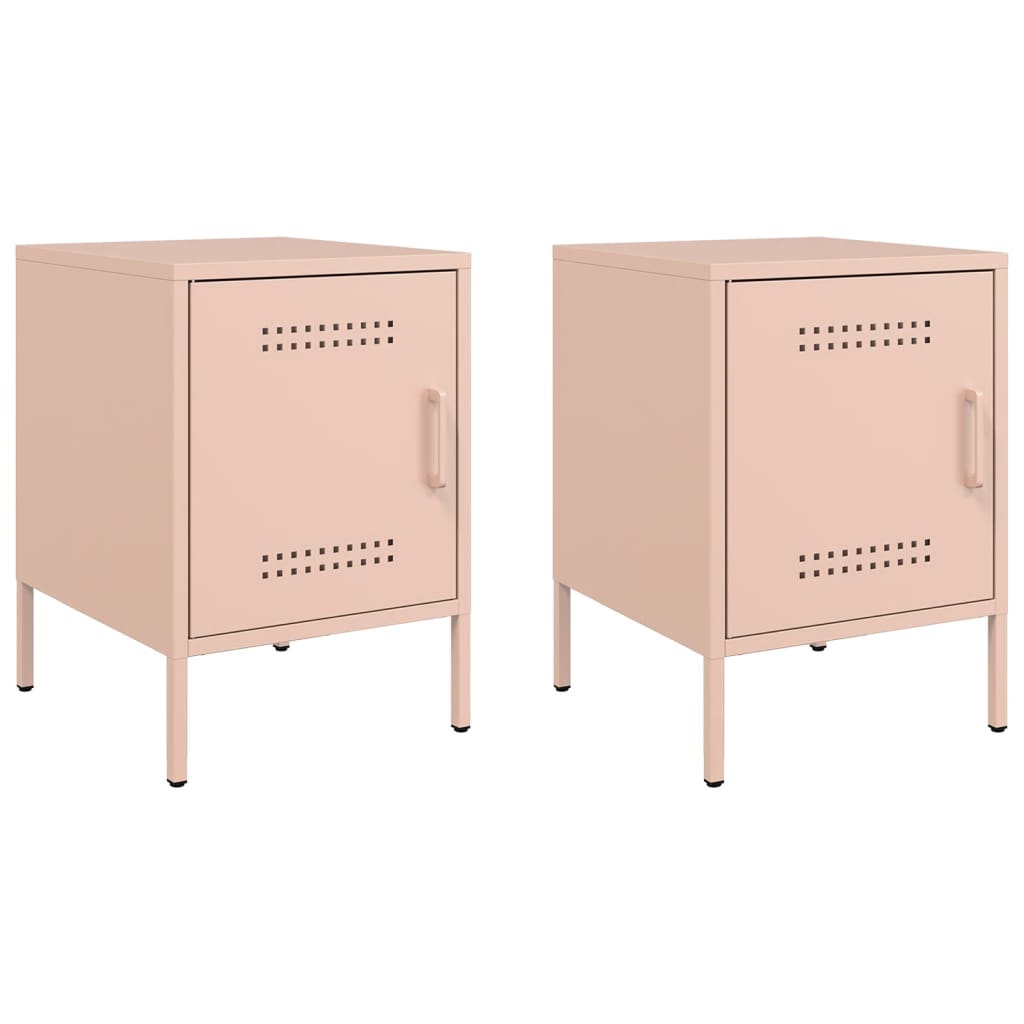 Tables de chevet 2 pcs Rose 36x39x50,5 cm en acier