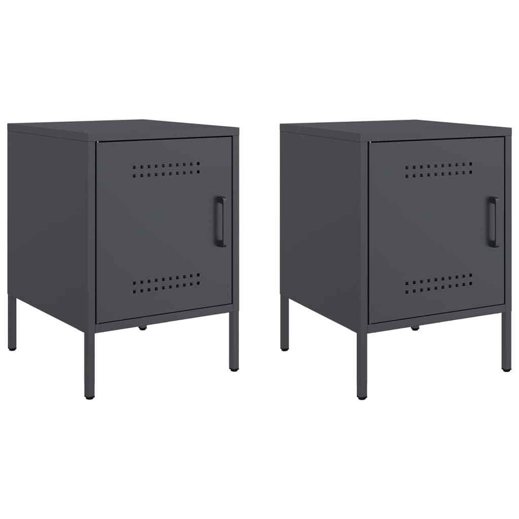Bedside tables 2 pcs. Anthracite 36x39x50.5 cm steel