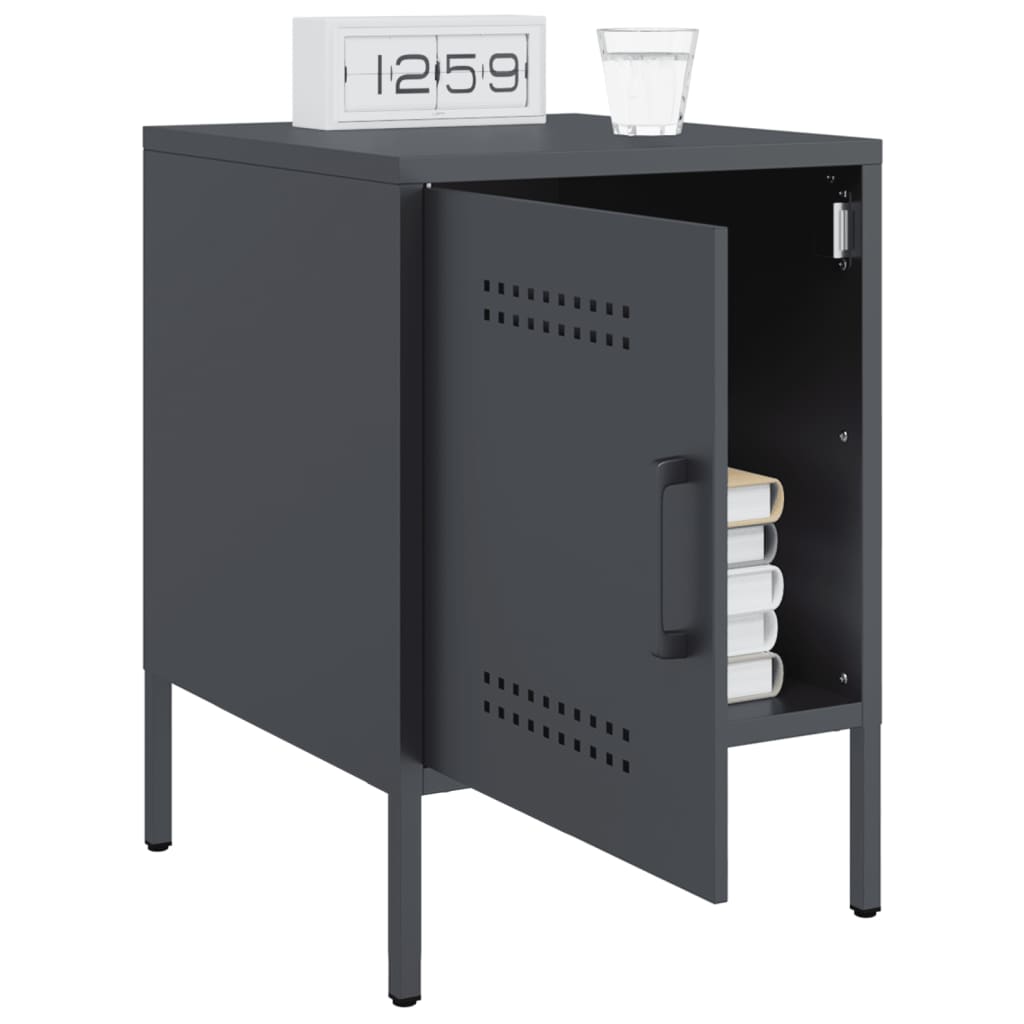 Bedside tables 2 pcs. Anthracite 36x39x50.5 cm steel