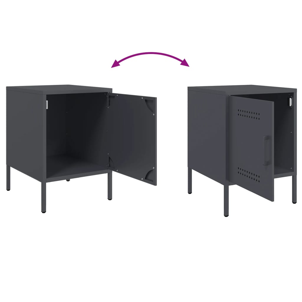 Bedside tables 2 pcs. Anthracite 36x39x50.5 cm steel