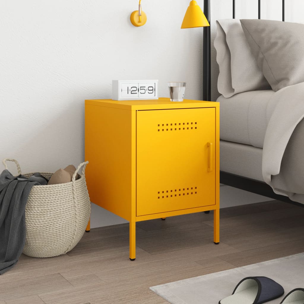 Bedside table mustard yellow 36x39x50.5 cm steel