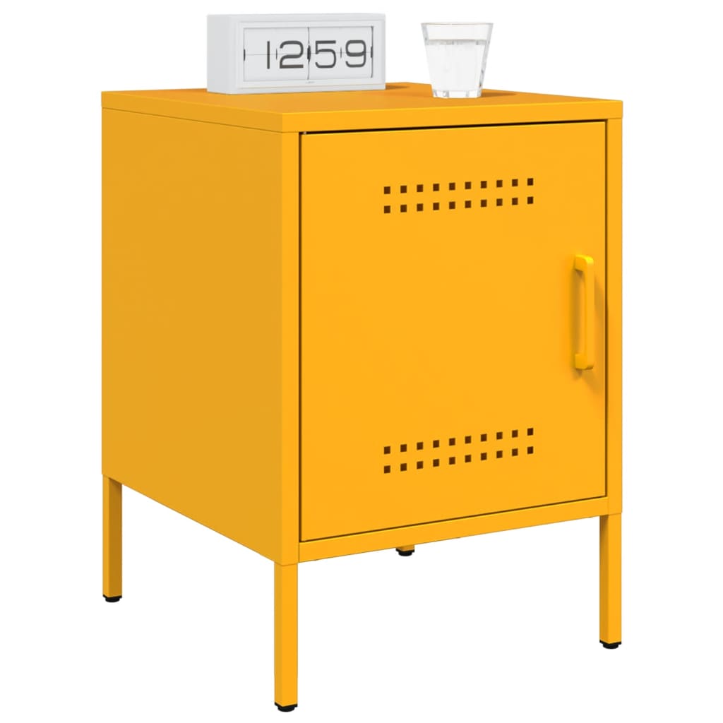 Tables de chevet 2 pcs. Jaune moutarde 36x39x50,5 cm en acier