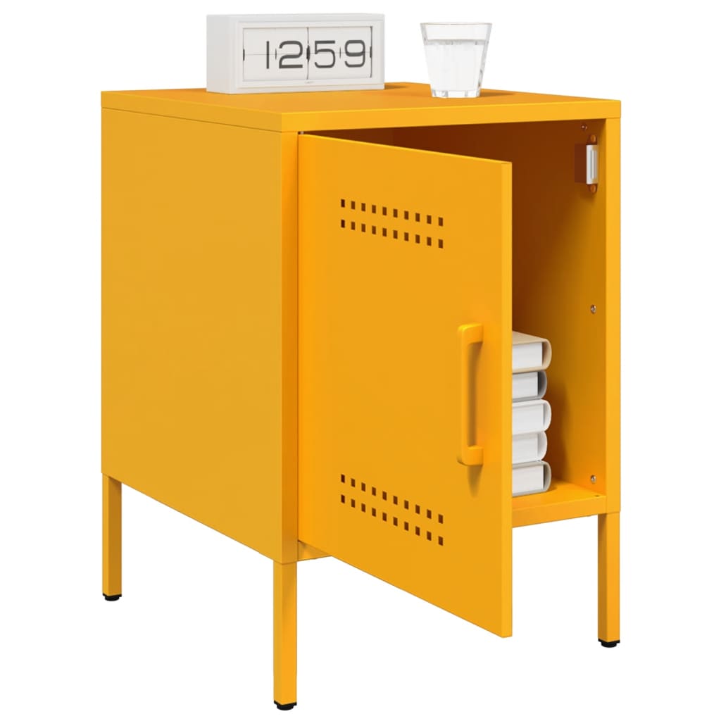 Tables de chevet 2 pcs. Jaune moutarde 36x39x50,5 cm en acier