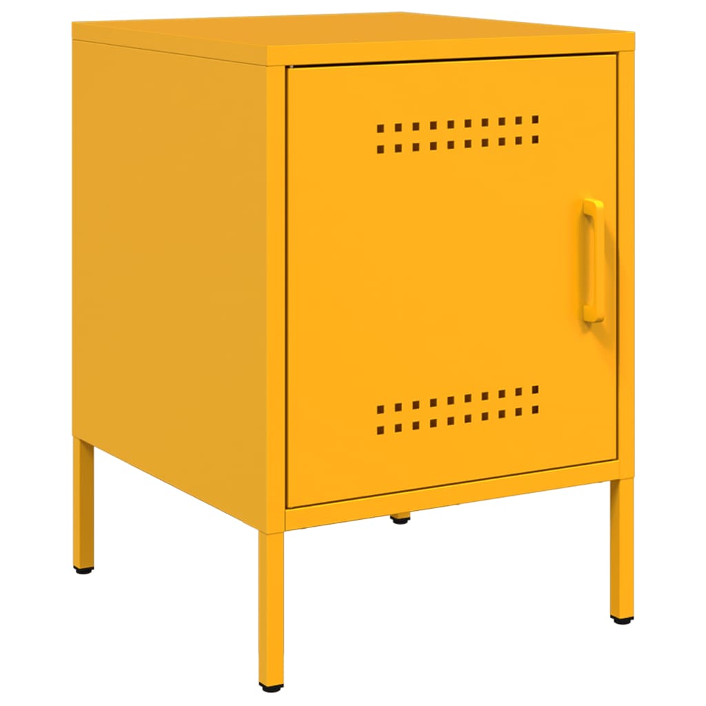 Tables de chevet 2 pcs. Jaune moutarde 36x39x50,5 cm en acier