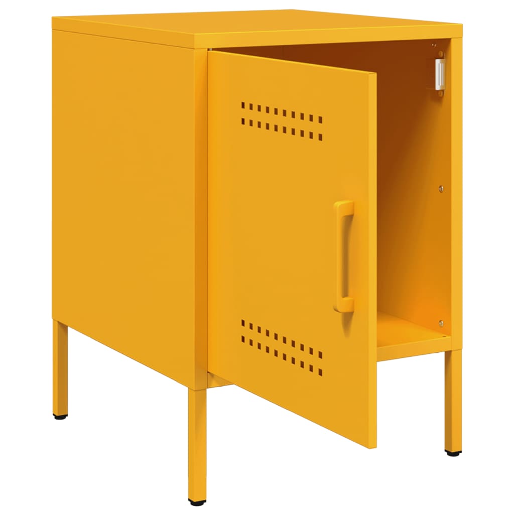 Tables de chevet 2 pcs. Jaune moutarde 36x39x50,5 cm en acier