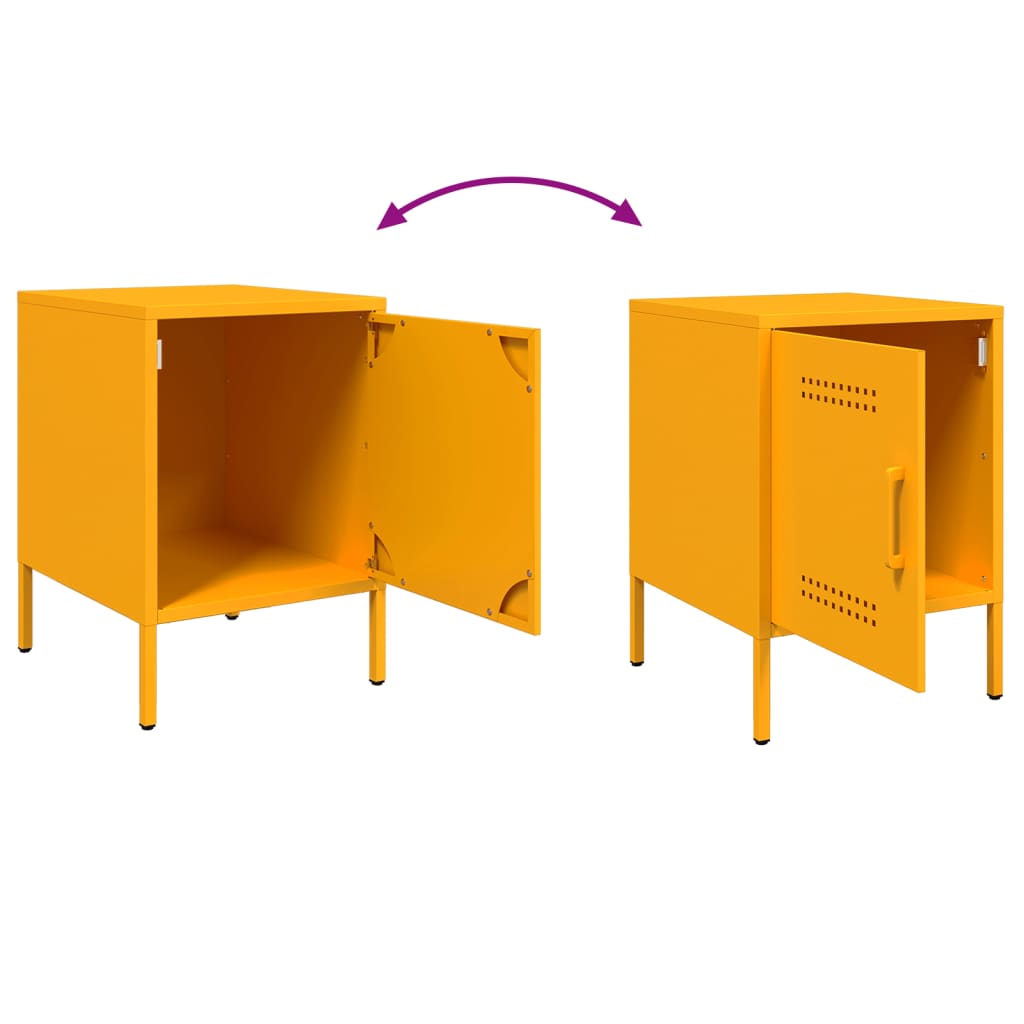 Tables de chevet 2 pcs. Jaune moutarde 36x39x50,5 cm en acier