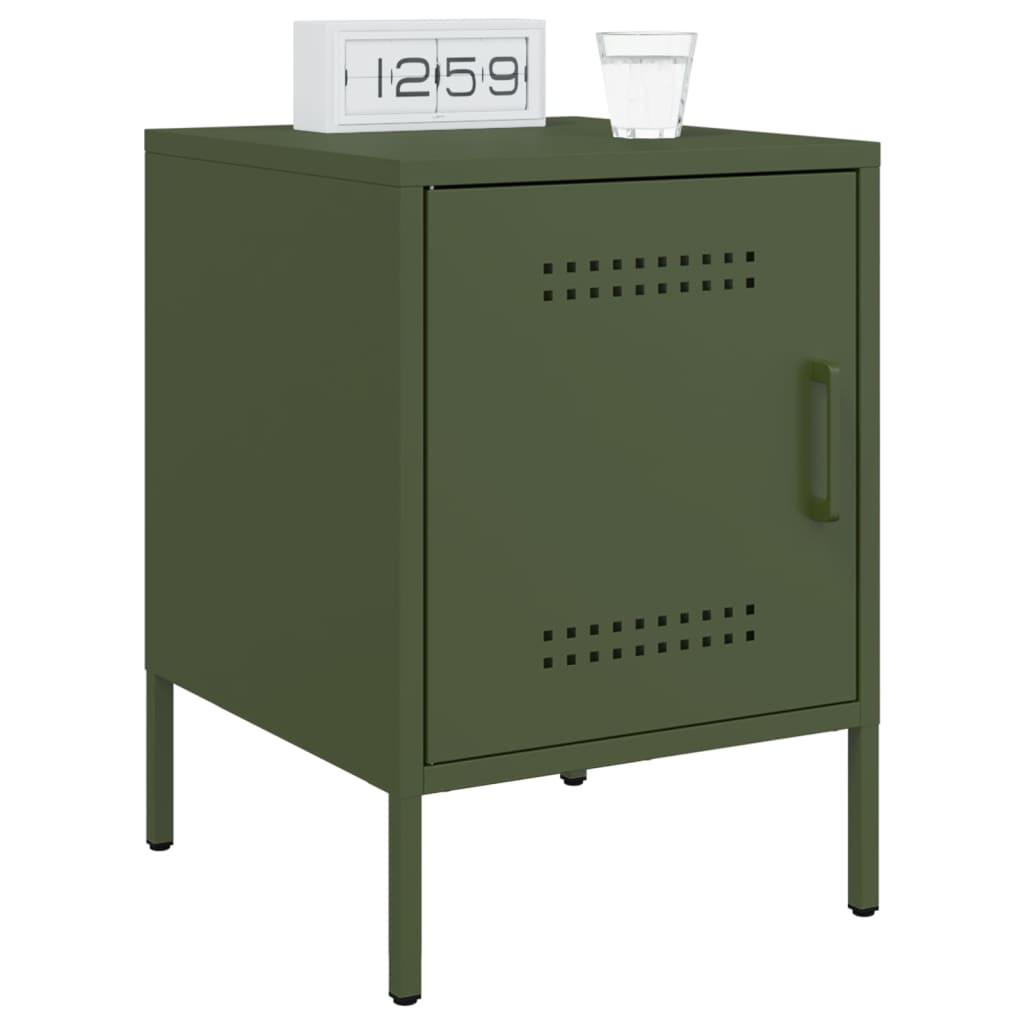 Bedside tables 2 pcs. Olive green 36x39x50.5 cm steel