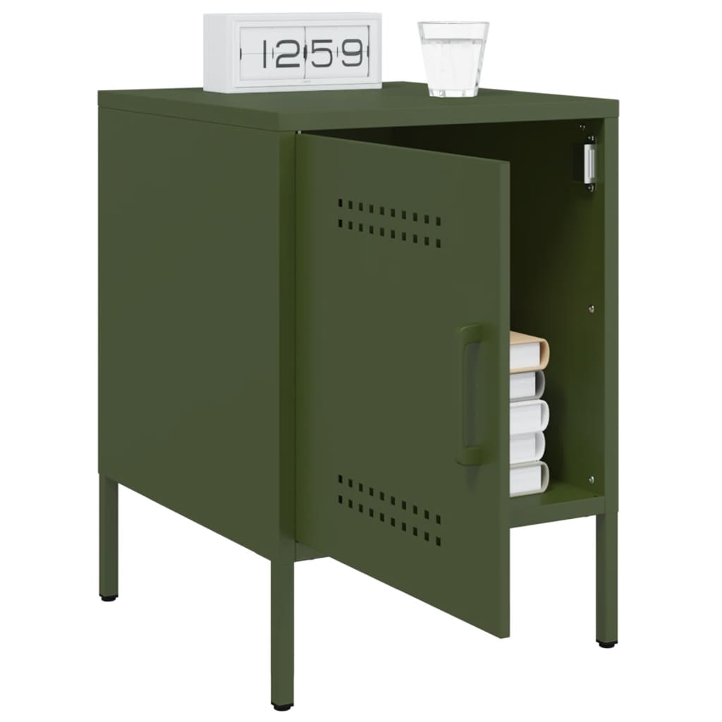 Bedside tables 2 pcs. Olive green 36x39x50.5 cm steel