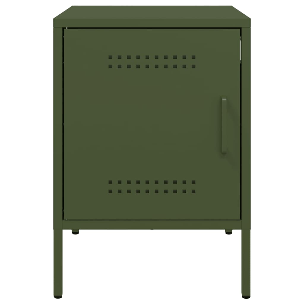 Bedside tables 2 pcs. Olive green 36x39x50.5 cm steel