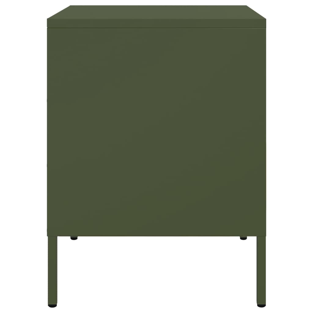 Bedside tables 2 pcs. Olive green 36x39x50.5 cm steel