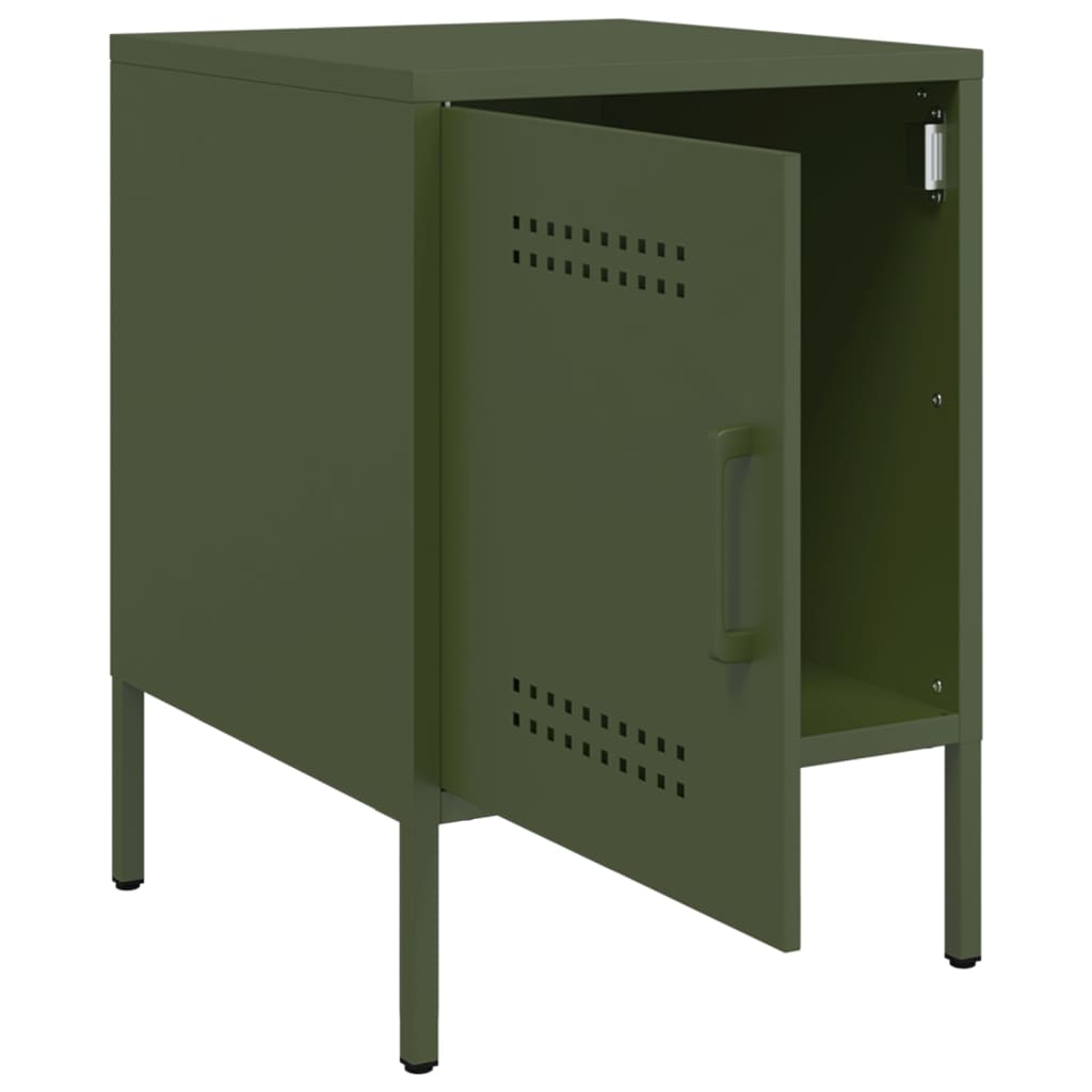 Bedside tables 2 pcs. Olive green 36x39x50.5 cm steel