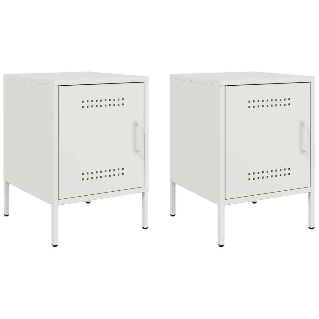 Tables de chevet 2 pcs. Blanc 36x39x50,5 cm en acier