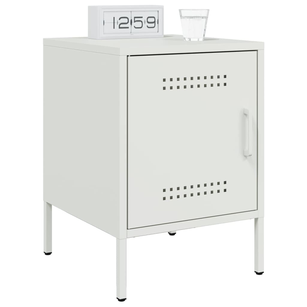Tables de chevet 2 pcs. Blanc 36x39x50,5 cm en acier