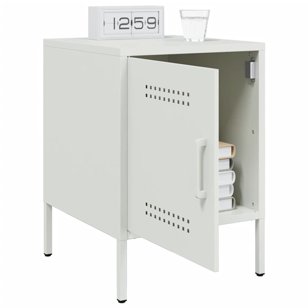 Tables de chevet 2 pcs. Blanc 36x39x50,5 cm en acier
