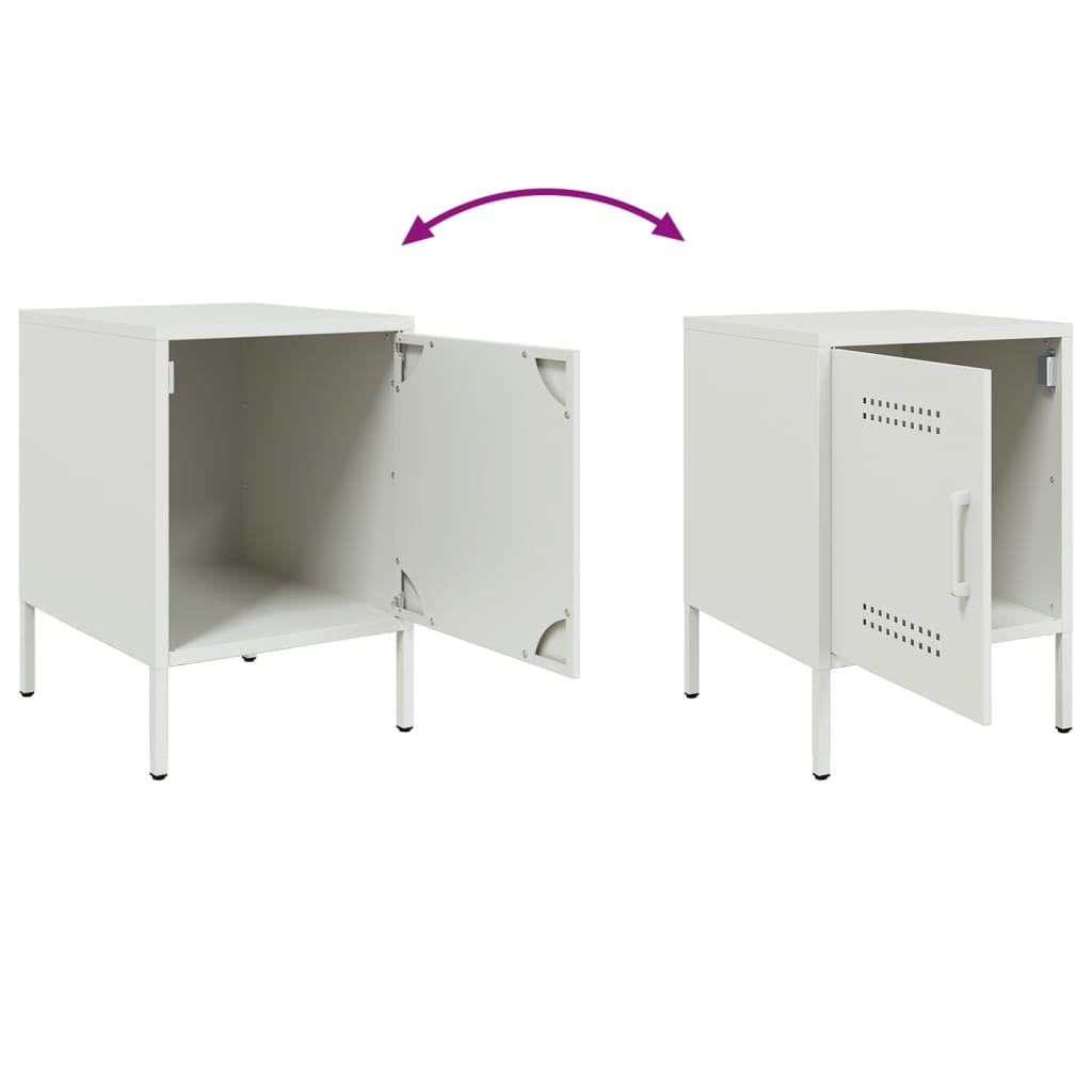Tables de chevet 2 pcs. Blanc 36x39x50,5 cm en acier