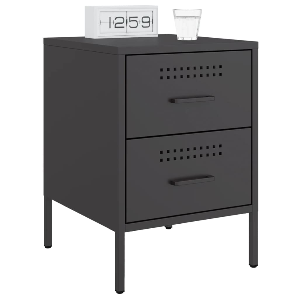 Bedside Table Black 36x39x50.5 cm Steel