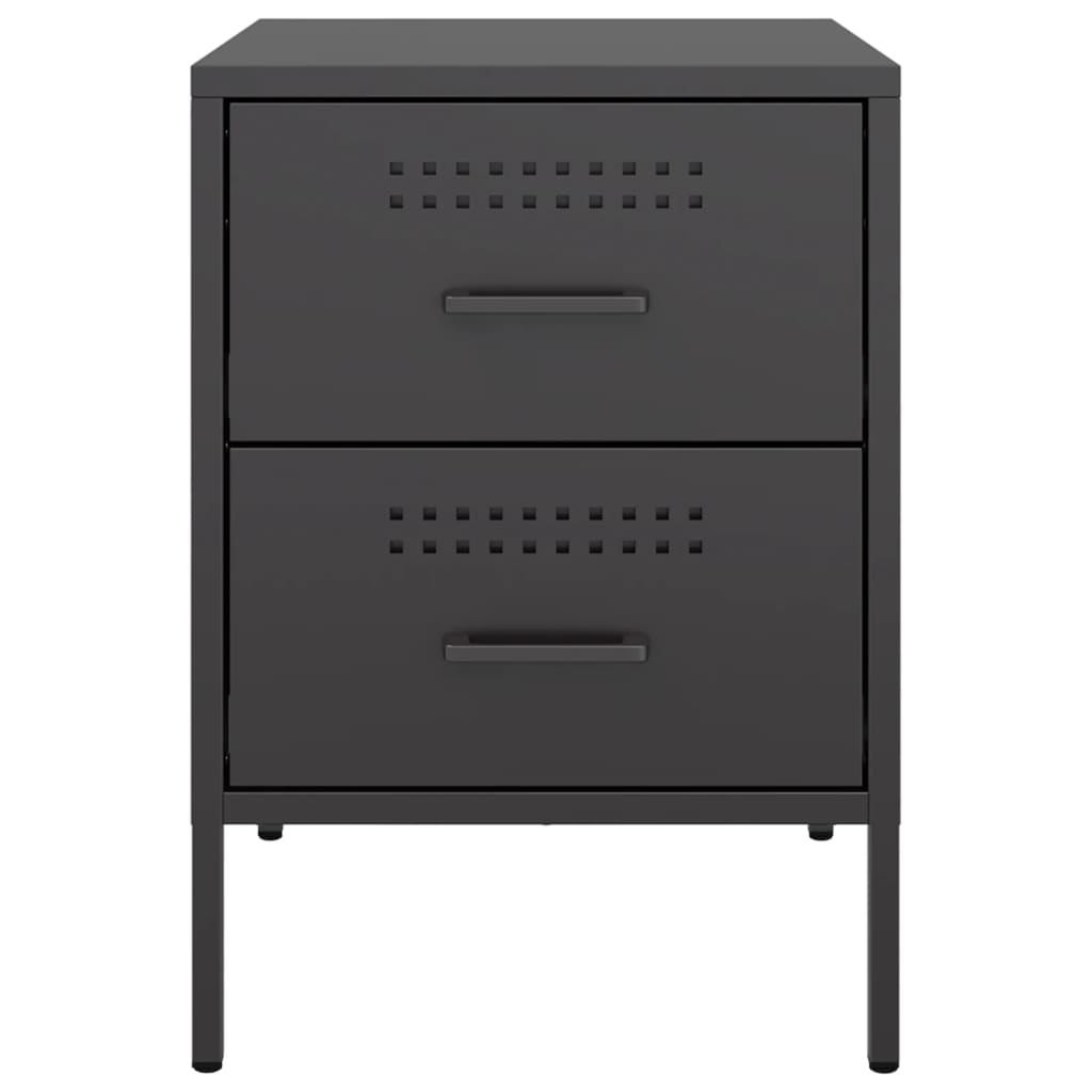 Bedside Table Black 36x39x50.5 cm Steel