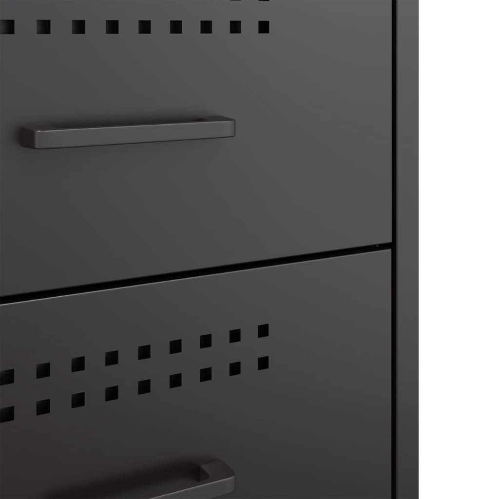 Bedside Table Black 36x39x50.5 cm Steel