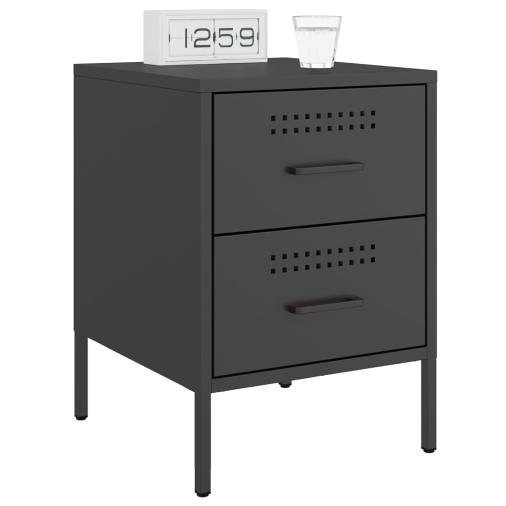 Tables de chevet 2 pcs. Noir 36x39x50,5 cm en acier