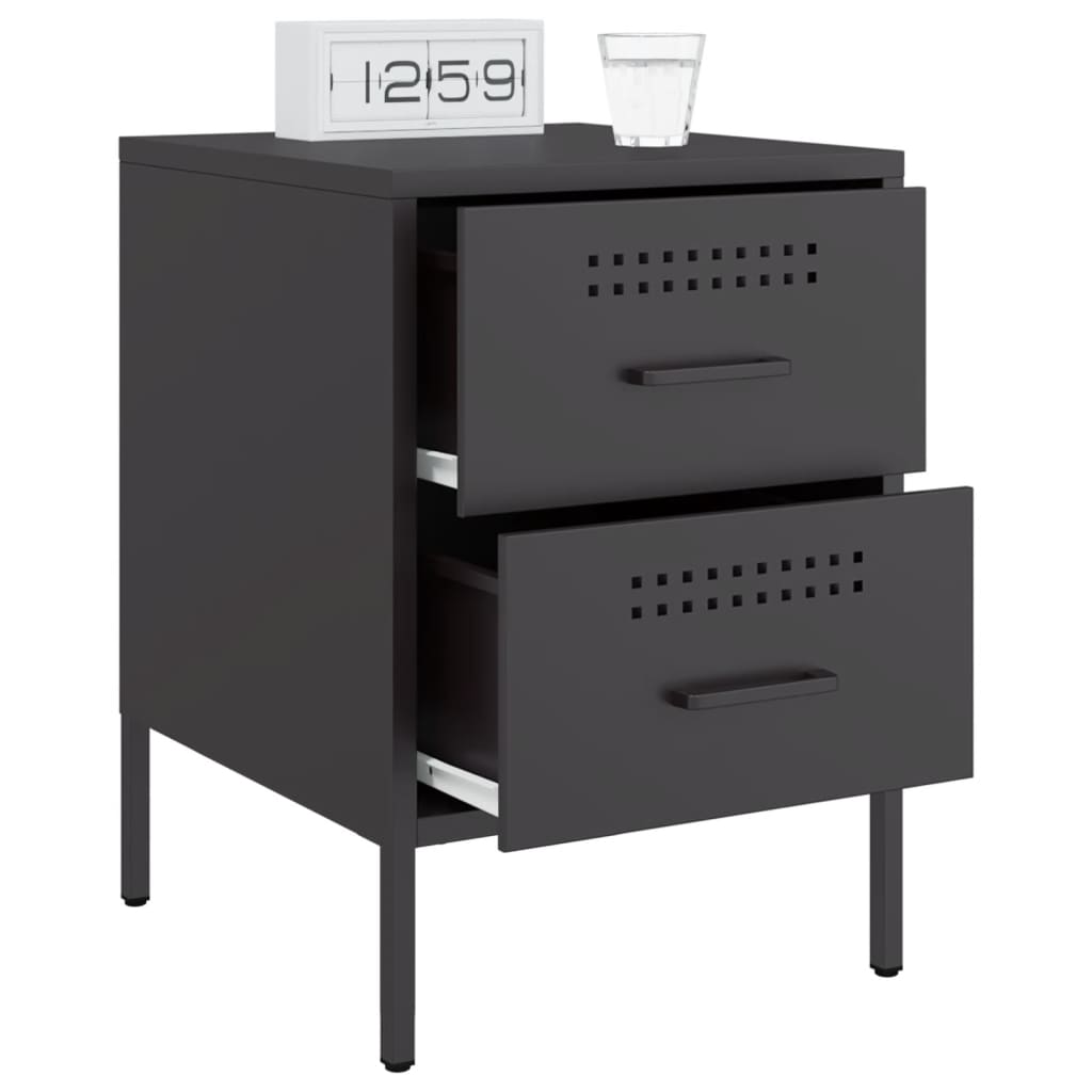 Tables de chevet 2 pcs. Noir 36x39x50,5 cm en acier