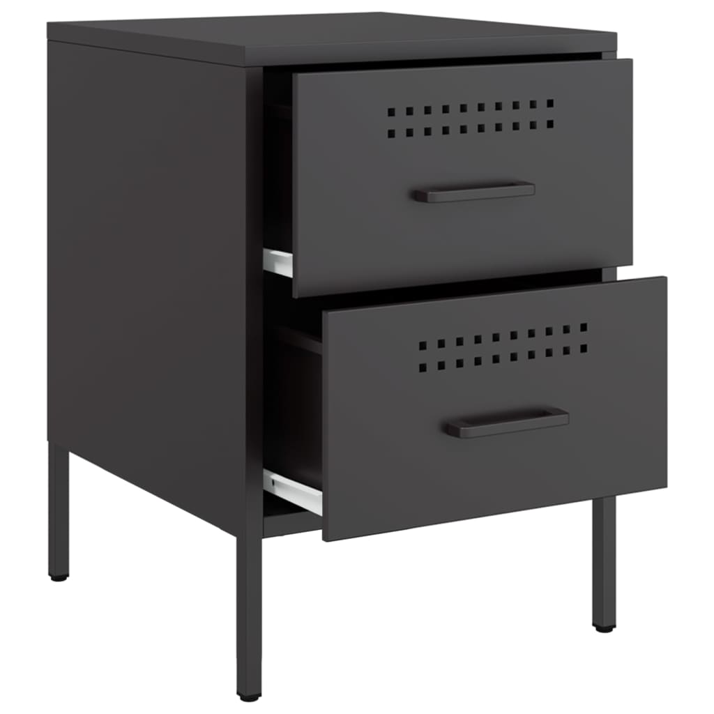 Tables de chevet 2 pcs. Noir 36x39x50,5 cm en acier
