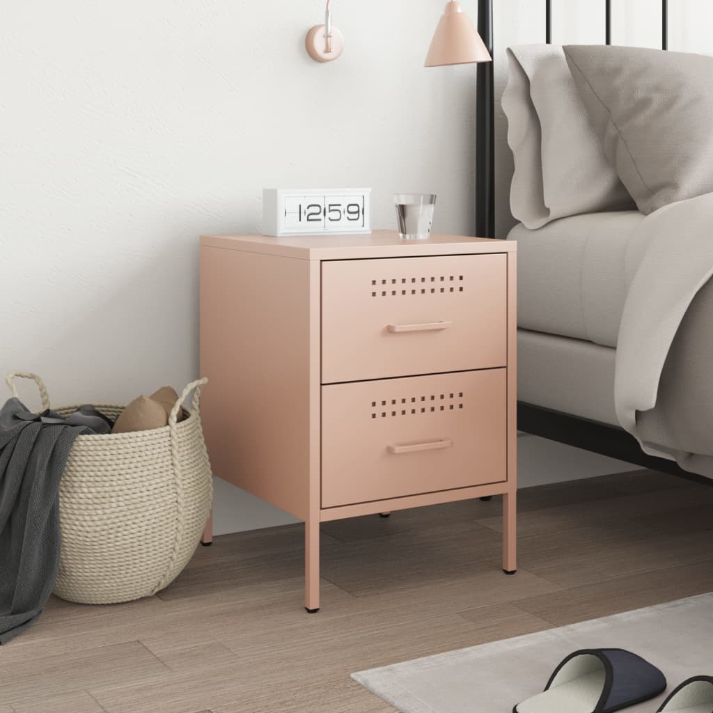 Bedside Table Pink 36x39x50.5 cm Steel