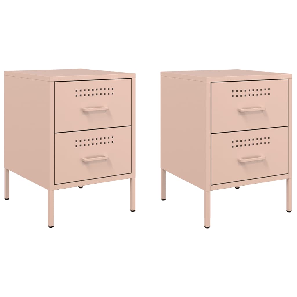 Tables de chevet 2 pcs Rose 36x39x50,5 cm en acier