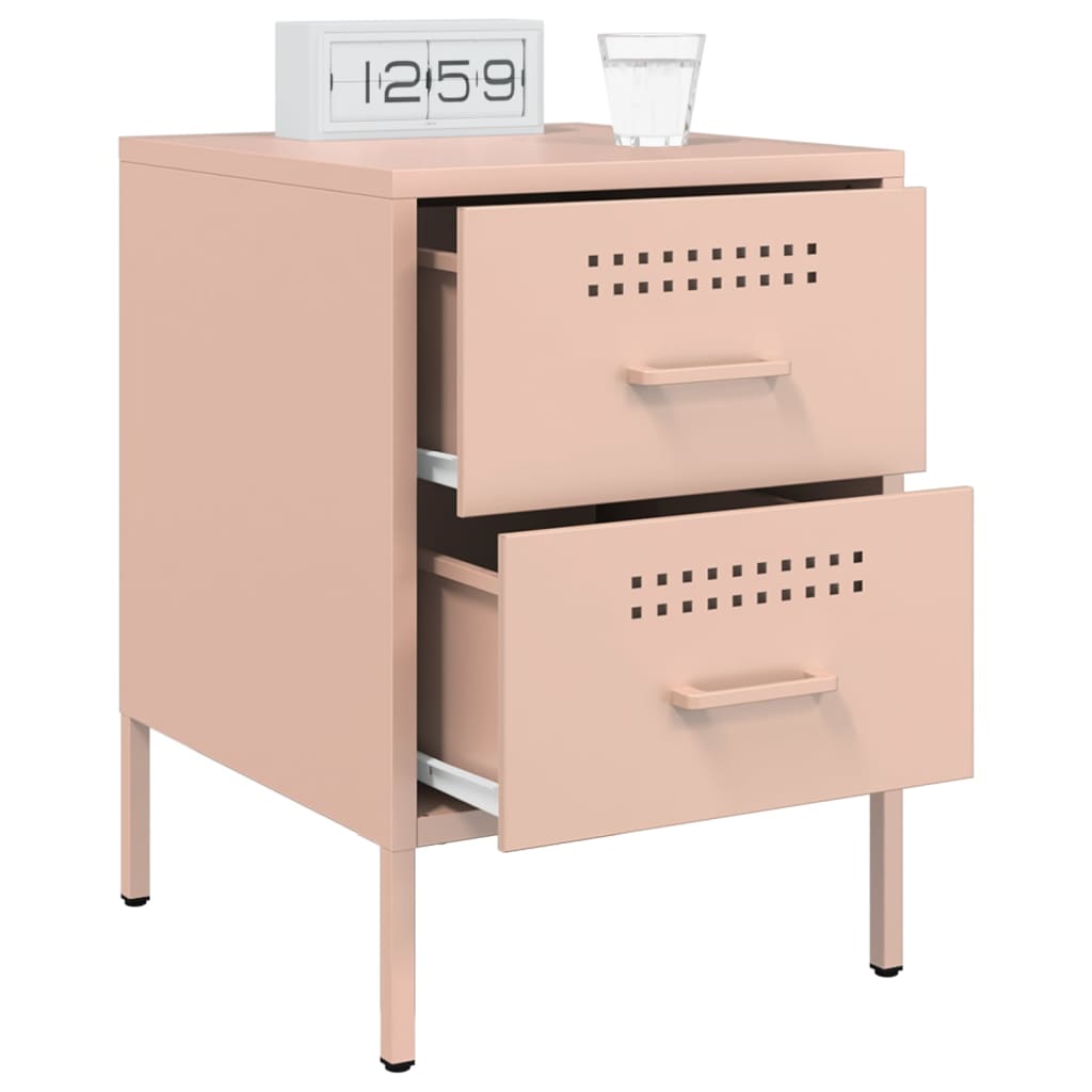 Tables de chevet 2 pcs Rose 36x39x50,5 cm en acier
