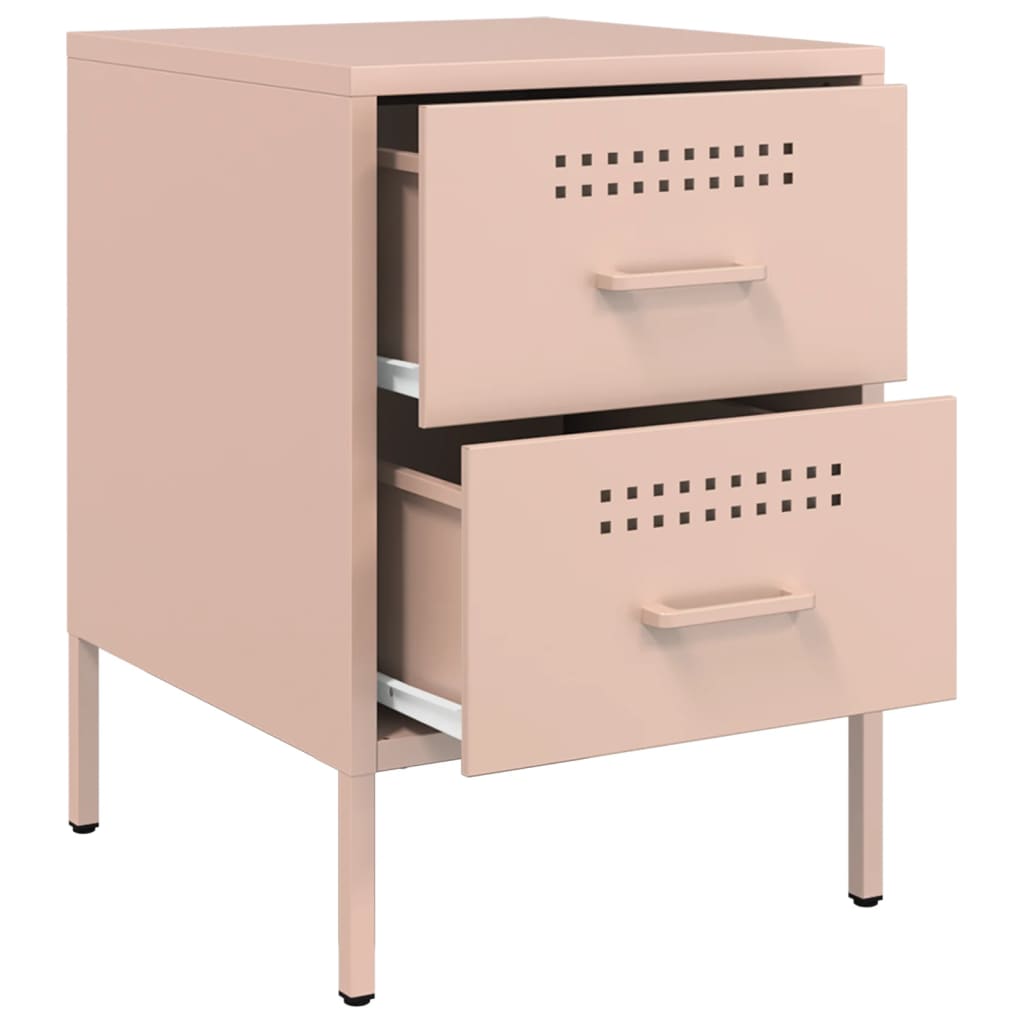 Tables de chevet 2 pcs Rose 36x39x50,5 cm en acier