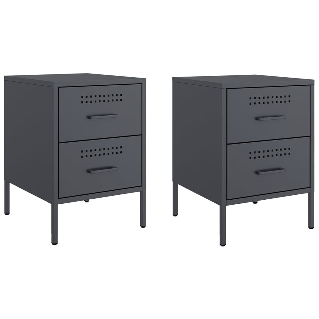 Bedside tables 2 pcs. Anthracite 36x39x50.5 cm steel