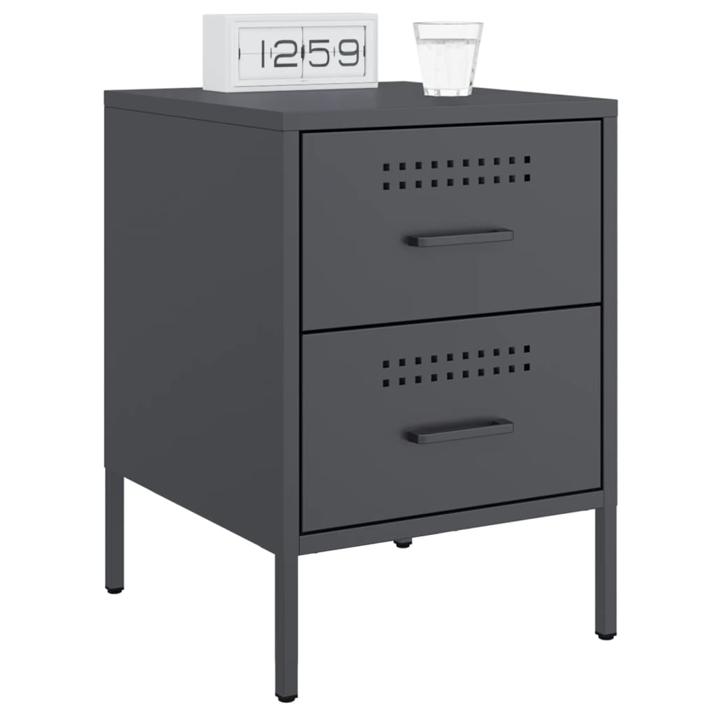 Bedside tables 2 pcs. Anthracite 36x39x50.5 cm steel