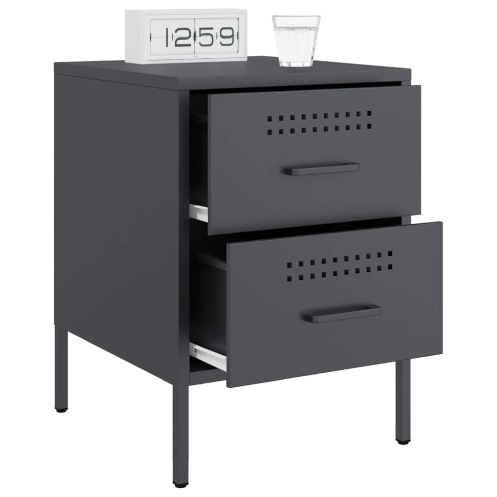 Bedside tables 2 pcs. Anthracite 36x39x50.5 cm steel