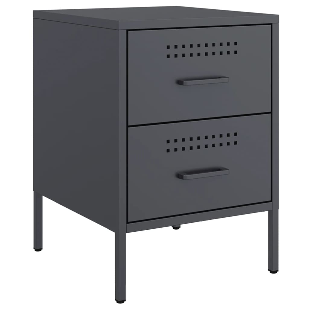 Bedside tables 2 pcs. Anthracite 36x39x50.5 cm steel
