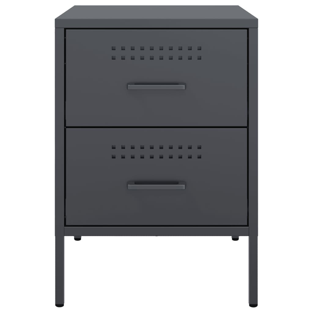 Bedside tables 2 pcs. Anthracite 36x39x50.5 cm steel